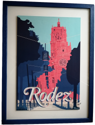 Encadrement affiche marcel : entre 2 verres, découpe de certains détails du décors 58 cm x 77.5 cm