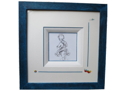 Encadrement dessins. Biseau fantaisie. Filet sous le biseau, filet sous le passe-partout et filet sur le passe-partout avec motif de jeux enfantins