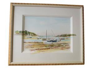 Encadrement peintures. Multi-biseau avec prolongement de l‘aquarelle sur le biseau et sur le passe-partout