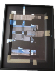 Encadrement affiche de Pierre SOULAGES : passe-partout noir avec biseau fantaisie décalé (57 cm x 73 cm)